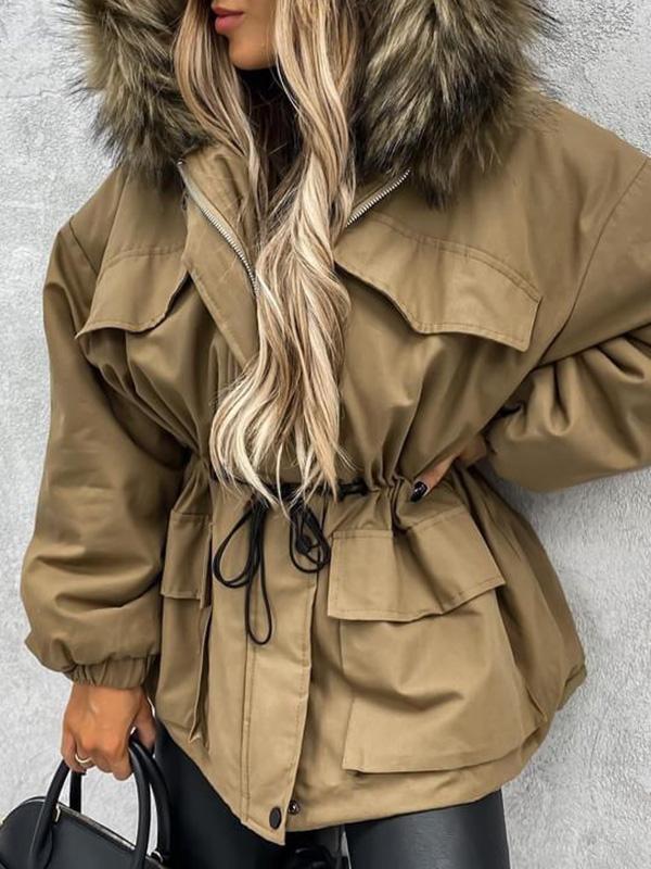 Beaumama parka avec fausse grossesse  fourrure à capuche mode hiver veste femme enceinte