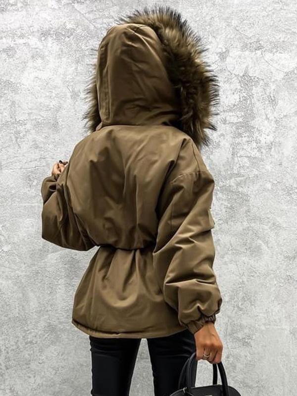 Beaumama parka avec fausse grossesse  fourrure à capuche mode hiver veste femme enceinte