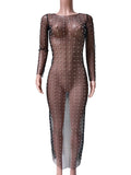 Beaumama robes photo longue grossesse élégant perle brillante fente au dos tulle transparent moulante femme enceinte