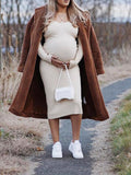 Beaumama robes décontracté longue grossesse élégant rayé moulante baby shower femme enceinte