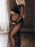 Beaumama robes photo longue grossesse élégant tulle transparent moulante femme enceinte