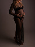 Beaumama robes photo longue grossesse élégant tulle transparent moulante femme enceinte