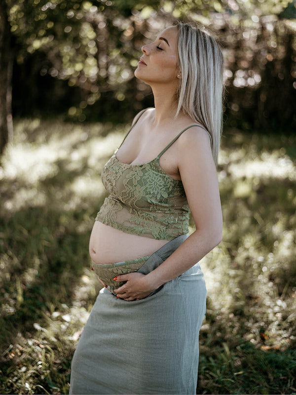 Beaumama robe longue grossesse chic cocktail 2 pièces dentelle spaghettiträger femme enceinte