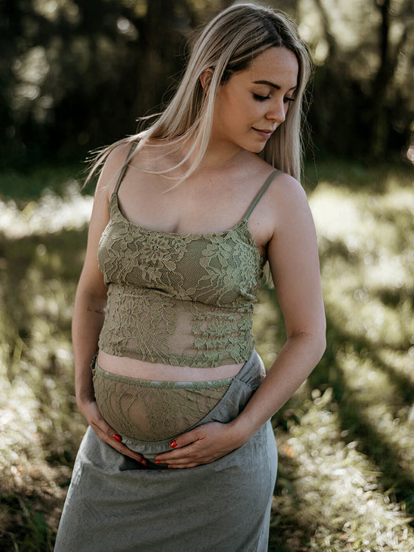 Beaumama robe longue grossesse chic cocktail 2 pièces dentelle spaghettiträger femme enceinte