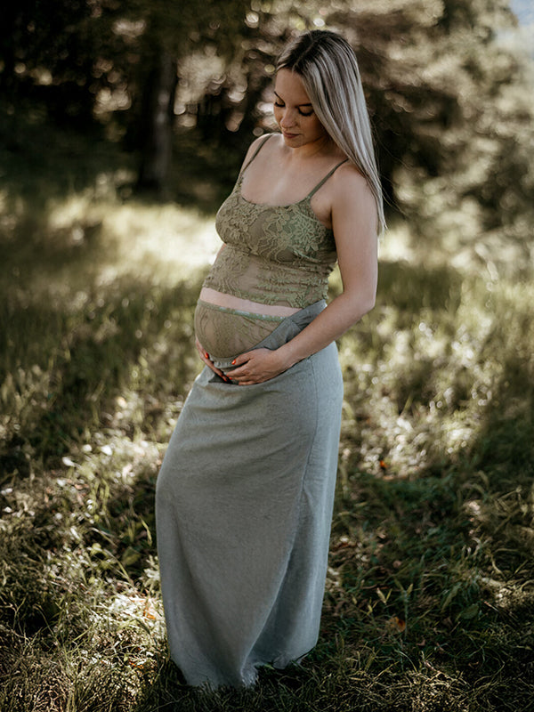 Beaumama robe longue grossesse chic cocktail 2 pièces dentelle spaghettiträger femme enceinte