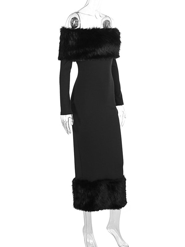 Beaumama robes moulante longue grossesse chic cocktail poilu épissage épaule dénudée femme enceinte