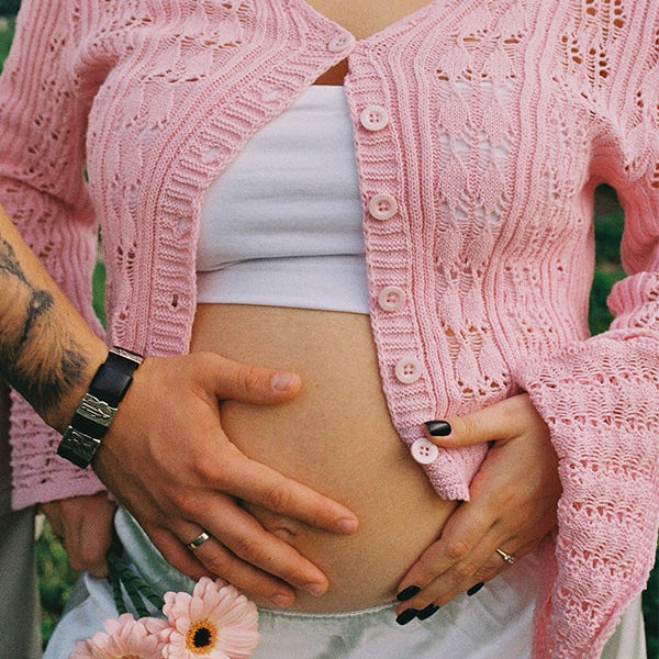 Beaumama pulls grossesse mignon confortable crochet tricot boutonnage volants gilets en maille femme enceinte