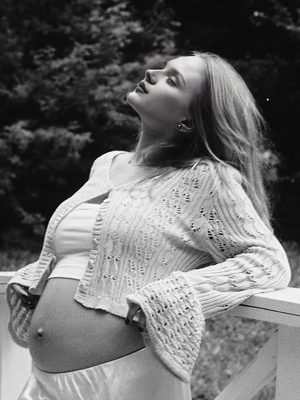 Beaumama pulls grossesse mignon confortable crochet tricot boutonnage volants gilets en maille femme enceinte