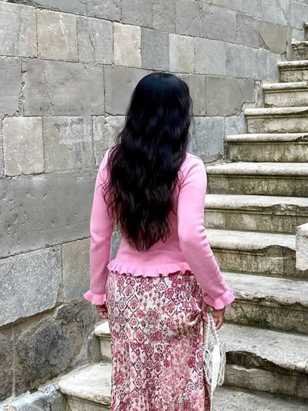 Beaumama gilets en maille grossesse chic élégant crochet tricot volants boutonnage femme enceinte