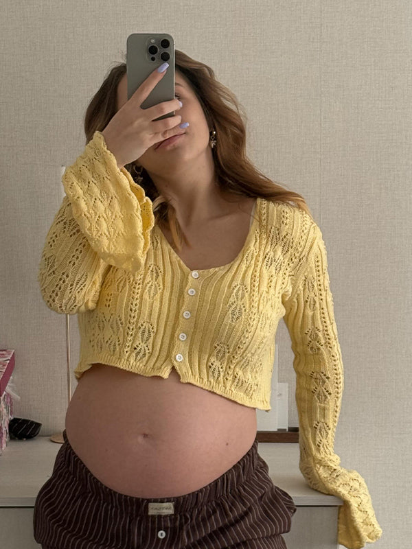 Beaumama gilets en maille grossesse chic vacances crochet tricot volants femme enceinte