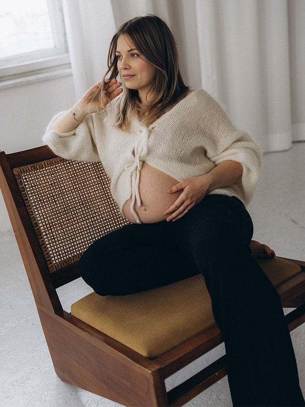 Beaumama gilets en maille grossesse confortable crochet tricot nœud papillon femme enceinte