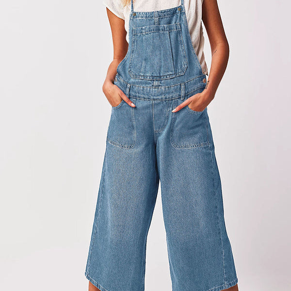 Beaumama jeans salopette ample palazzo grossesse chic spaghettiträger poches femme enceinte