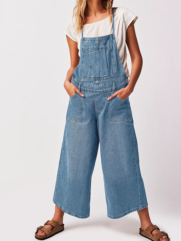 Beaumama jeans salopette ample palazzo grossesse chic spaghettiträger poches femme enceinte