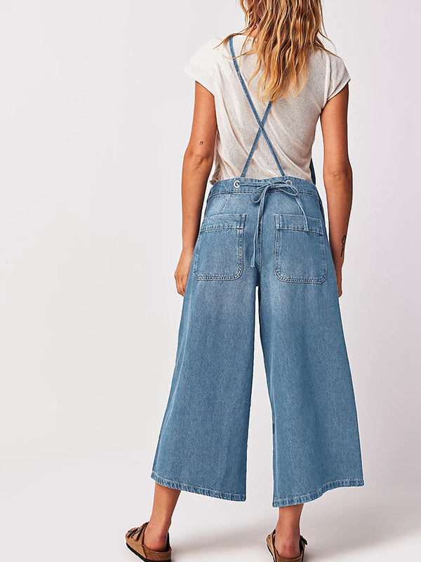 Beaumama jeans salopette ample palazzo grossesse chic spaghettiträger poches femme enceinte