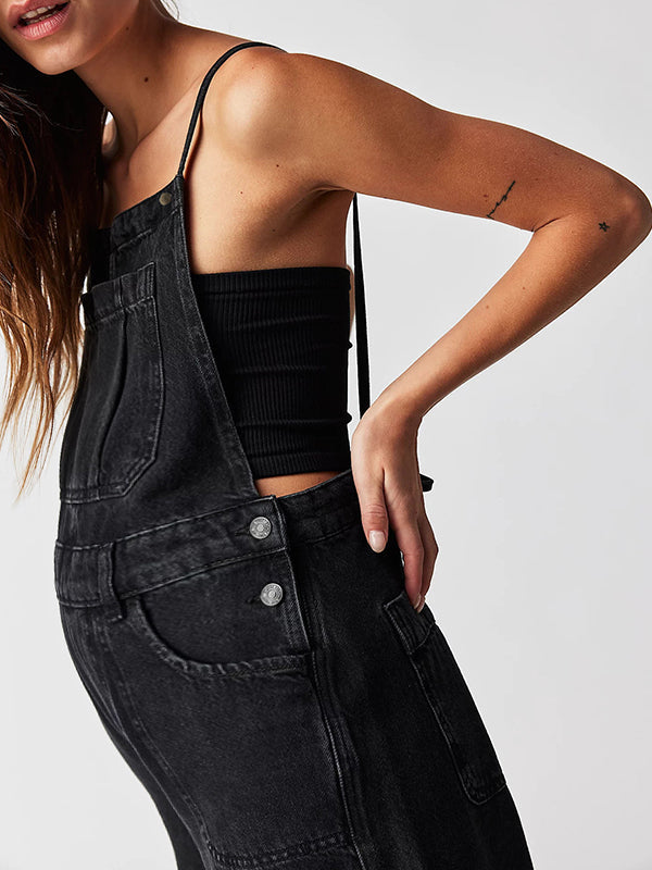 Beaumama jeans salopette ample palazzo grossesse chic spaghettiträger poches femme enceinte