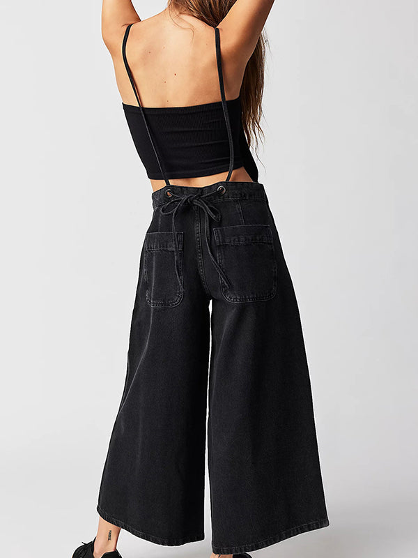 Beaumama jeans salopette ample palazzo grossesse chic spaghettiträger poches femme enceinte