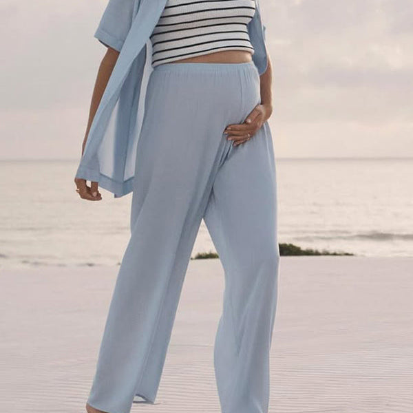 Beaumama pantalon droit grossesse casual confortable taille élastique femme enceinte