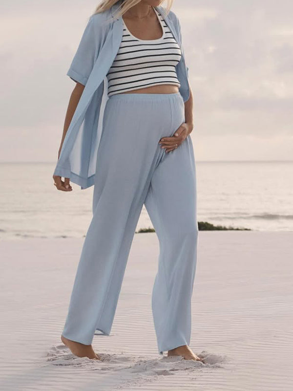 Beaumama pantalon droit grossesse casual confortable taille élastique femme enceinte