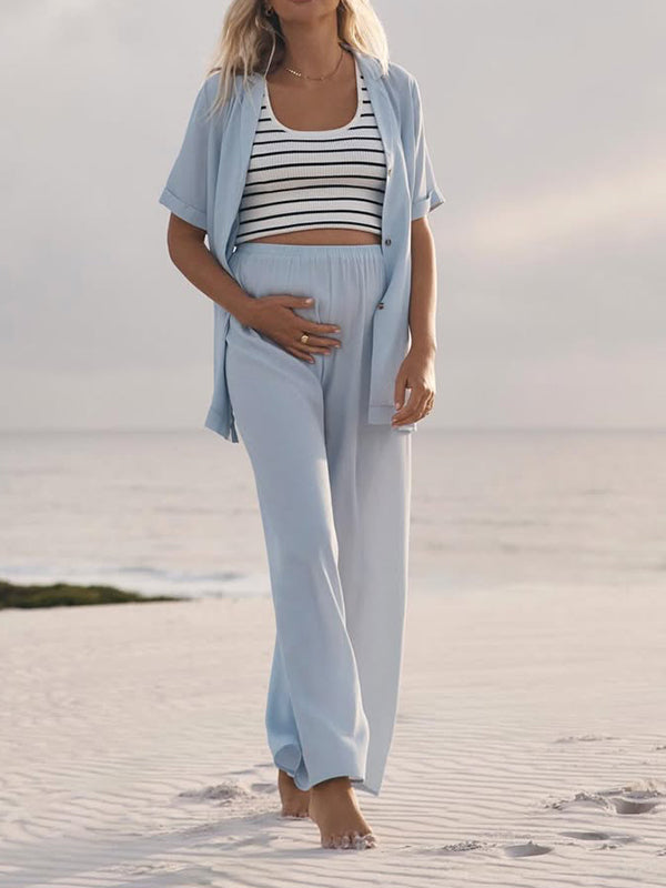 Beaumama pantalon droit grossesse casual confortable taille élastique femme enceinte