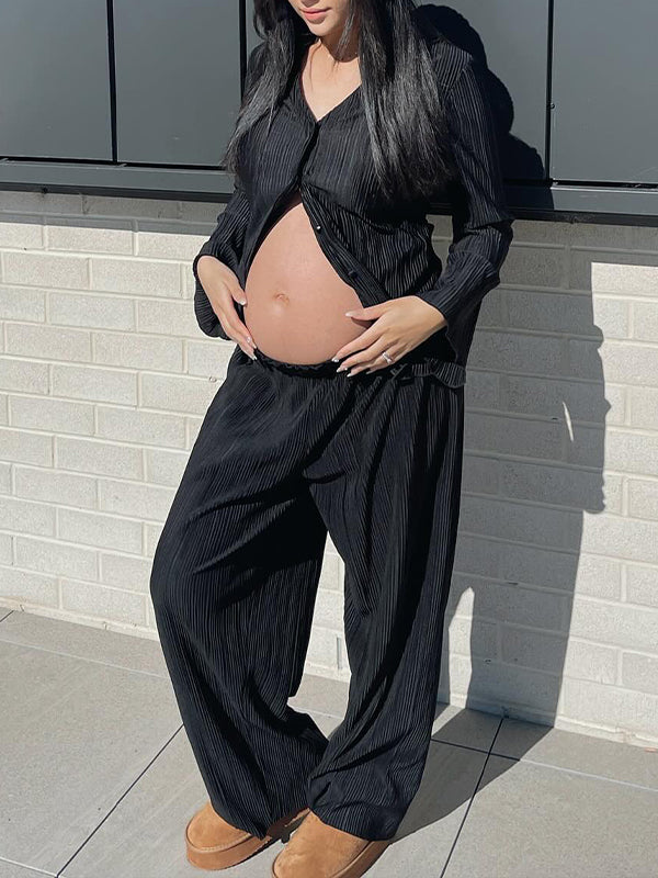 Beaumama blouses salopette bootcut évasé grossesse simple casual 2 pièces plissé femme enceinte