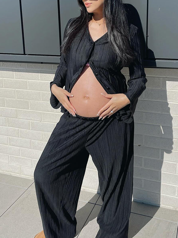 Beaumama blouses salopette bootcut évasé grossesse simple casual 2 pièces plissé femme enceinte