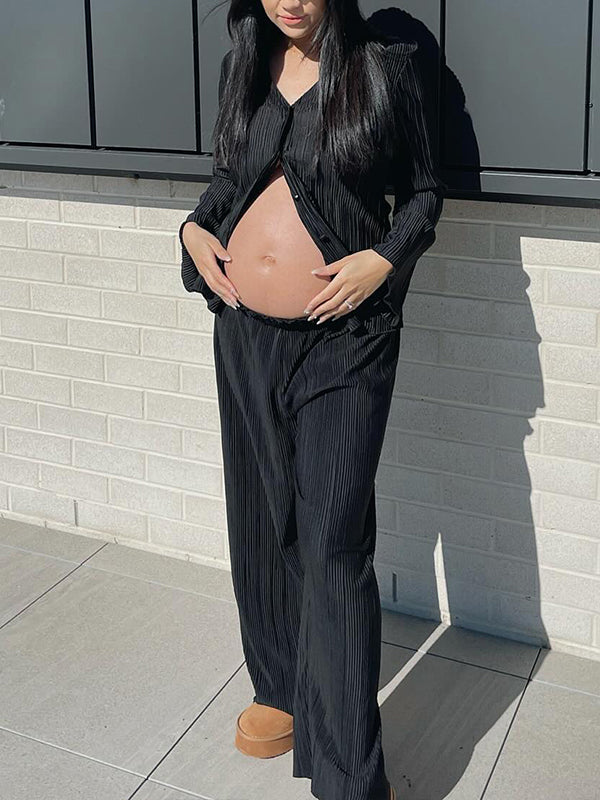 Beaumama blouses salopette bootcut évasé grossesse simple casual 2 pièces plissé femme enceinte