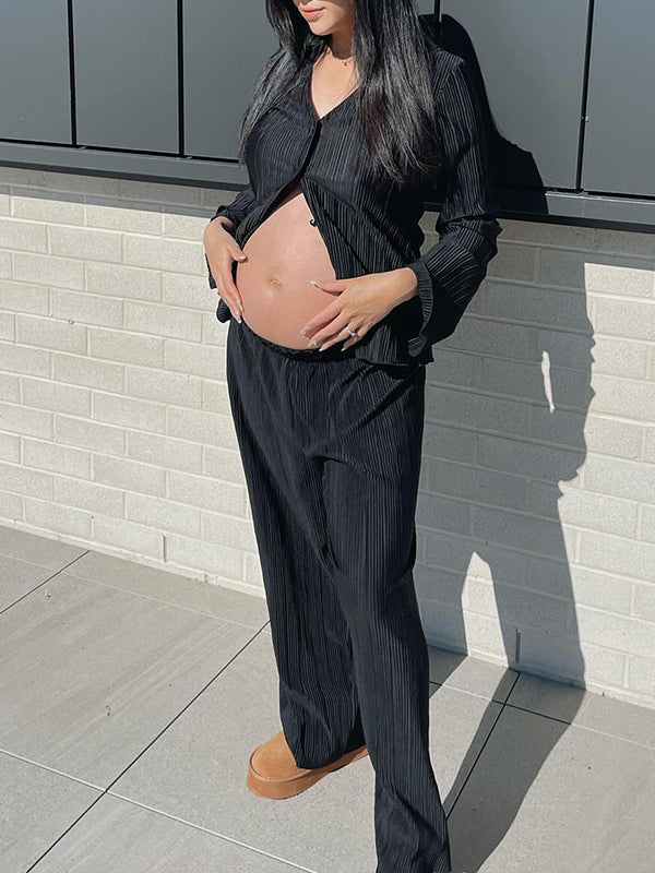 Beaumama blouses salopette bootcut évasé grossesse simple casual 2 pièces plissé femme enceinte