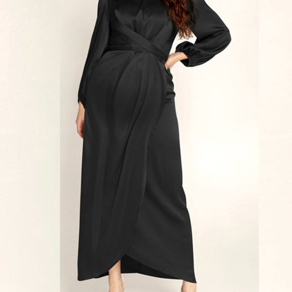 Beaumama robes longue grossesse ceinture irrégulier femme enceinte