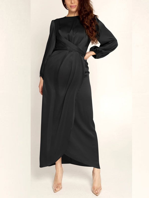 Beaumama robes longue grossesse ceinture irrégulier femme enceinte