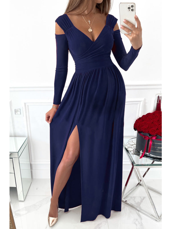 Beaumama robes longue grossesse fendu le côté Sans bretelles manches longues femme enceinte