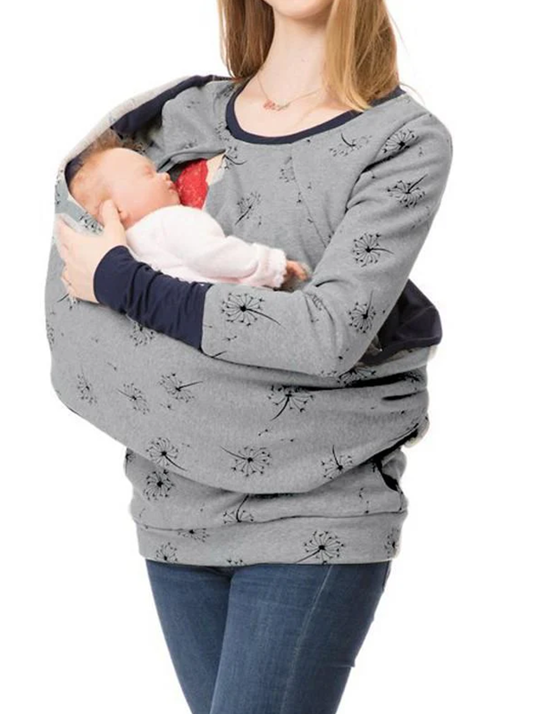 Beaumama sweatshirt allaitement pissenlit poches col roulé femme enceinte