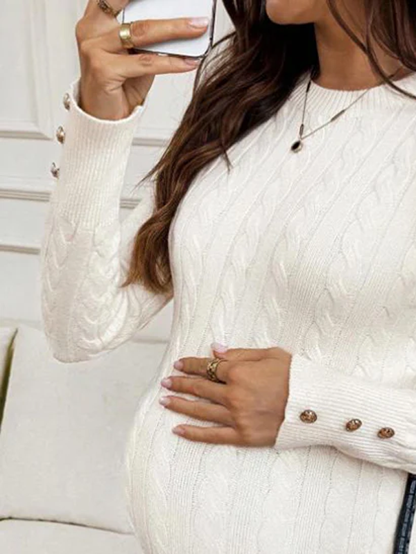 Beaumama pulls grossesse chic tricot torsadé boutonnage moulante élégant femme enceinte