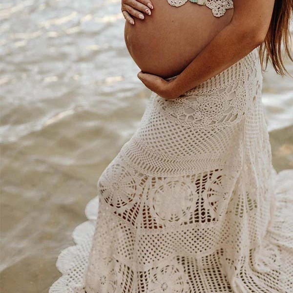 Beaumama robes longue grossesse dentelle découpe bohème enceinte shooting femme enceinte