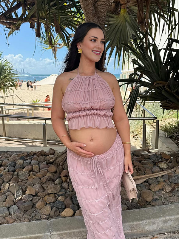 Beaumama ensembles pyjama grossesse plis licou strap deux pièces femme enceinte