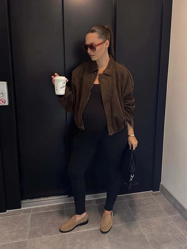 Beaumama veste grossesse casual suédine zippé manteau d'hiver femme enceinte