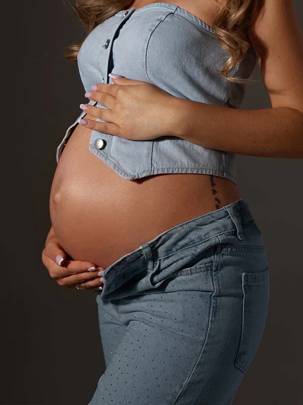 Beaumama jeans droit grossesse casual chic simple strass poches taille haute femme enceinte