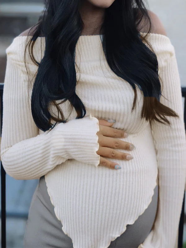 Beaumama pulls grossesse chic mode crochet tricot moulante irrégulier femme enceinte