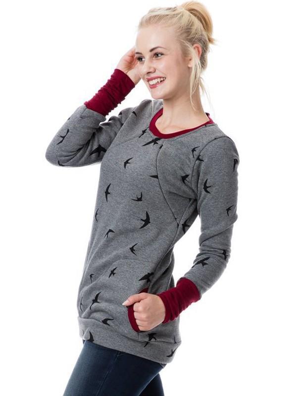 Beaumama sweatshirt allaitement poches zippée poches col roulé multifonctionnel femme