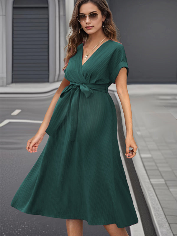 Beaumama robe mi-longue grossesse élégant travail ceinture rayé fluide femme enceinte