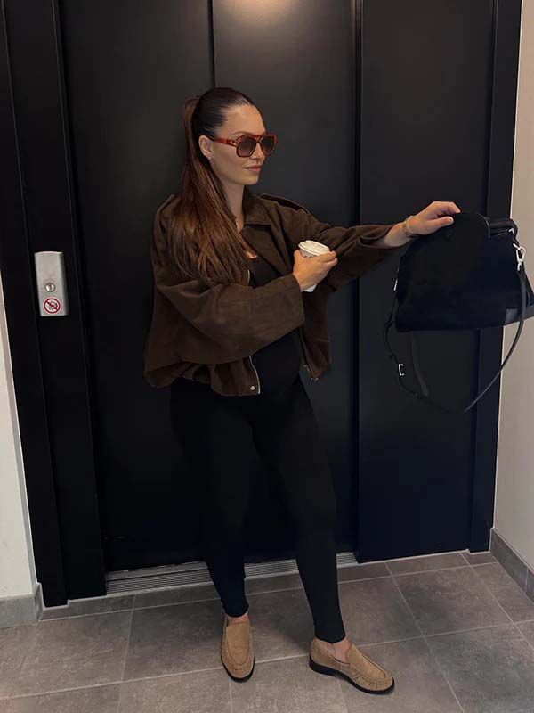 Beaumama veste grossesse casual suédine zippé manteau d'hiver femme enceinte