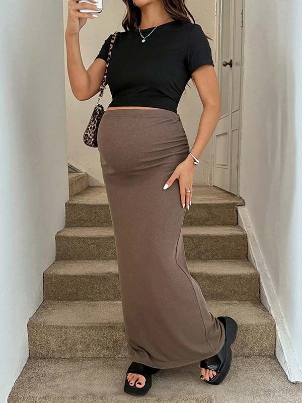 Beaumama jupes grossesse élégant chic plissé moulante taille haute femme enceinte
