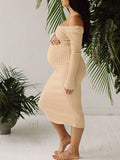 Beaumama robes décontracté longue grossesse élégant rayé moulante v-cou baby shower femme enceinte