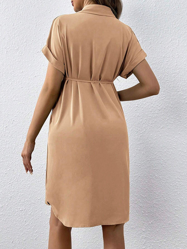Beaumama robe chemises mi-longue grossesse casual ceinture boutonnage femme enceinte