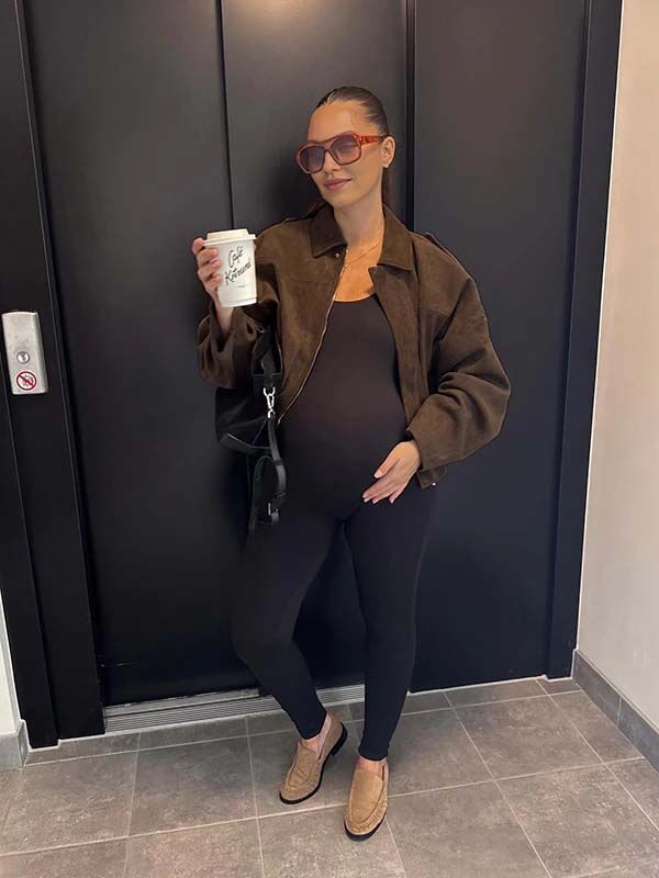Beaumama veste grossesse casual suédine zippé manteau d'hiver femme enceinte
