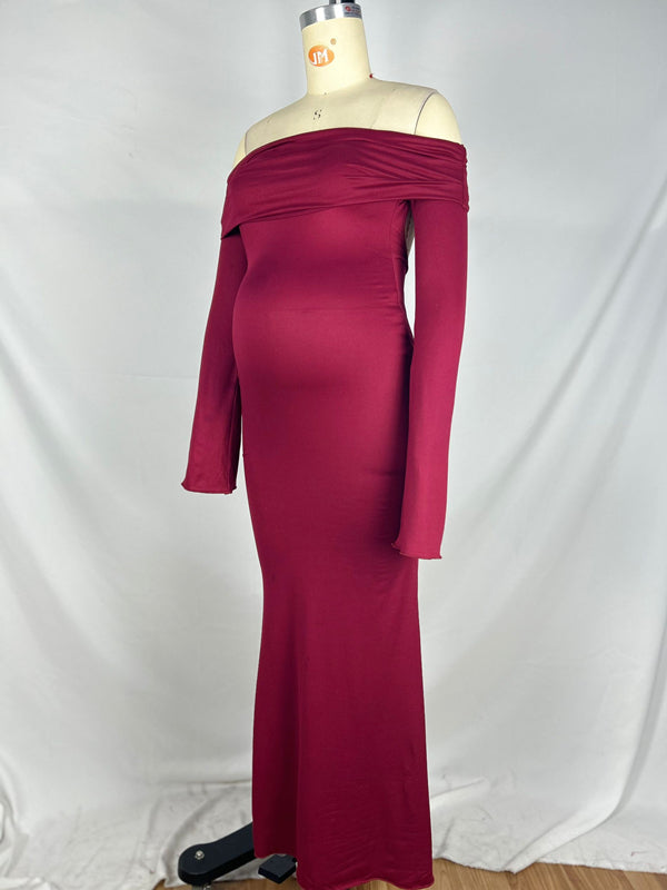 Beaumama robes longue grossesse élégant cérémonie dos nu sirene moulante épaule dénudée femme enceinte