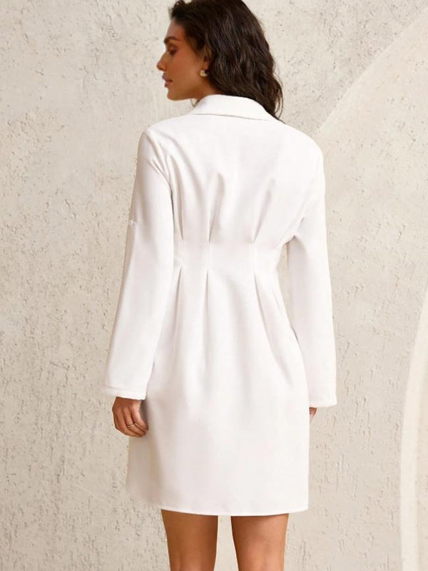 Beaumama robe chemises courte grossesse travail boutonnage plissé femme enceinte