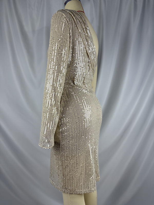 Beaumama robes courte grossesse brillante paillette asymétrique élégant femme enceinte