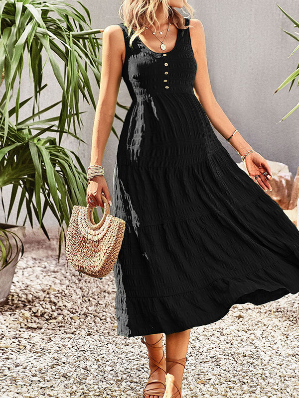 Beaumama Robes mi-longue grossesse trapèze boutonnage casual confortable femme enceinte