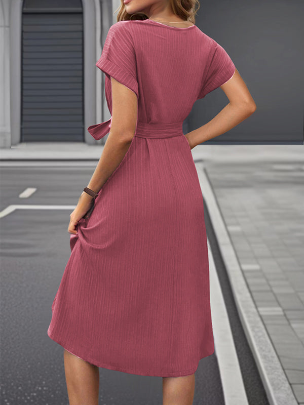 Beaumama robe mi-longue grossesse élégant travail ceinture rayé fluide femme enceinte
