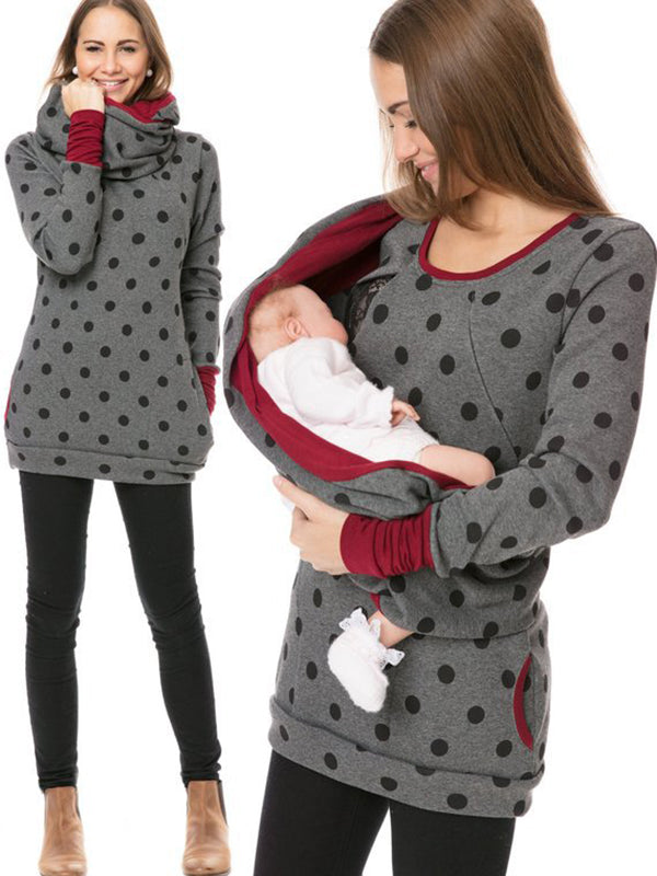 Beaumama sweatshirt allaitement poches zippée poches col roulé multifonctionnel femme